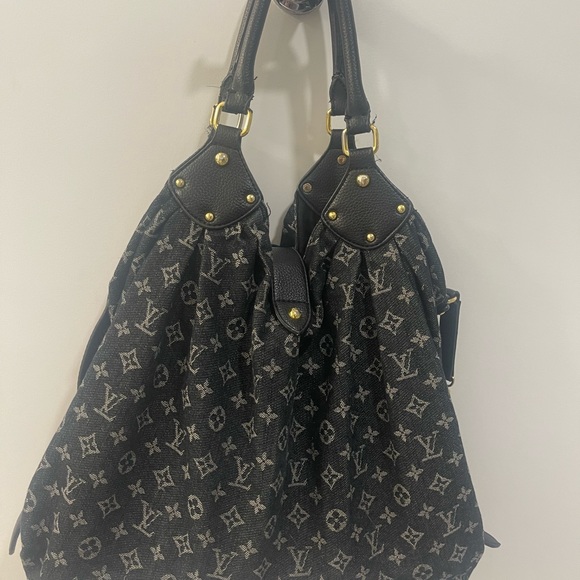 Louis Vuitton XL Large Noir Black Denim Hobo Bag - Picture 3 of 5